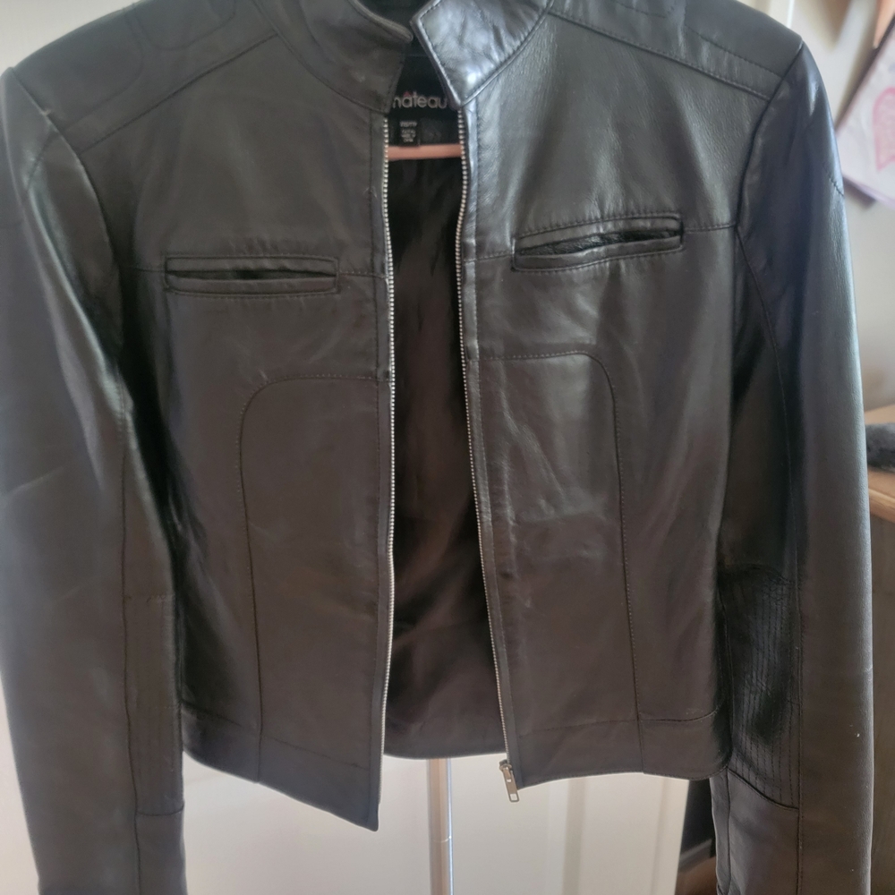 Black Leather Jacket LeChateau XXS